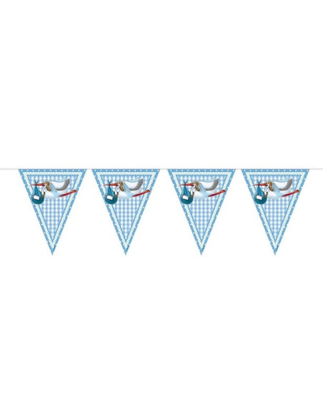 Ghirlanda di cicogna blu per baby shower
