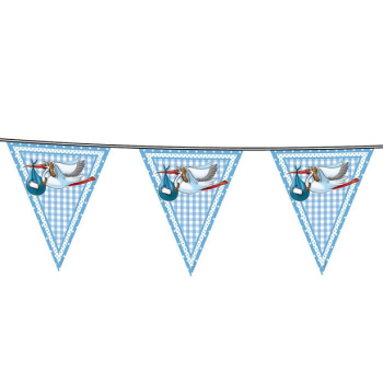 Ghirlanda di gagliardetti "Cicogna blu" - Decorazioni per Baby Shower - Bellefete.ch - Svizzera