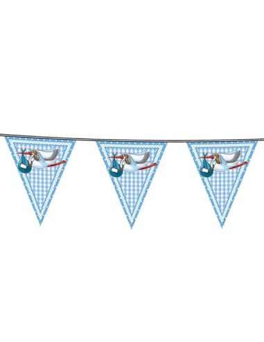Guirlande de fanions "Cigogne bleu" - Décorations de Baby Shower - Bellefete.ch - Suisse