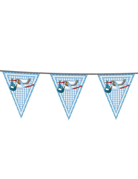 Ghirlanda di gagliardetti "Cicogna blu" - Decorazioni per Baby Shower - Bellefete.ch - Svizzera