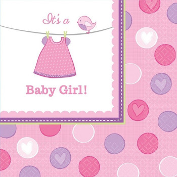 Serviettes de fête "Baby Shower Rose" - Déco pour Baby Shower