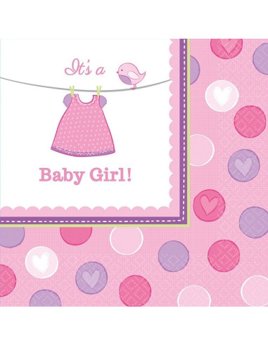 Serviettes de fête "Baby Shower Rose" - Déco pour Baby Shower