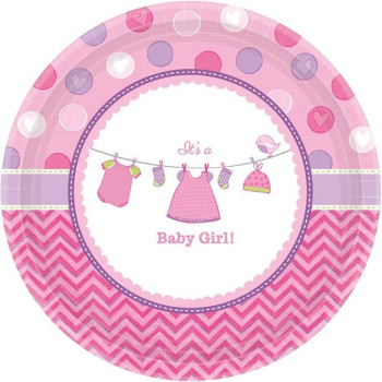 Piatti da dessert "Baby Shower Rose" - Decorazione della tavola Baby Shower