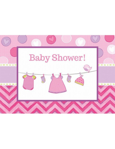 8 Invitations de fête Baby Shower Rose - Fête de naissance fille - Suisse