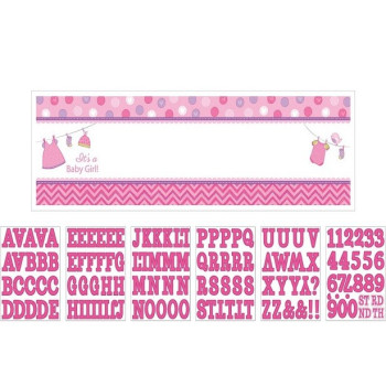 Banner personalizzabile Baby Shower Rosa - Decorazione festa di nascita - Svizzera