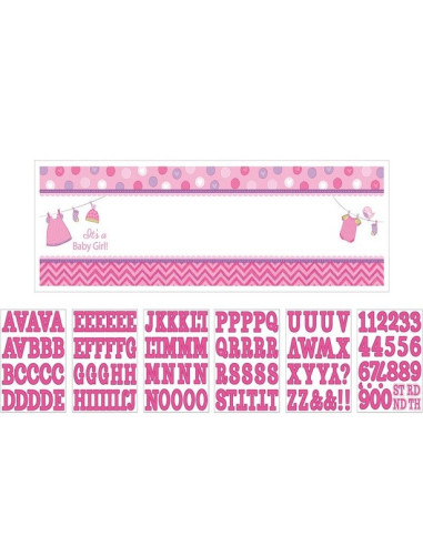 Personalisierbares Banner Baby Shower Rosa - Geburtsparty Dekoration - Schweiz
