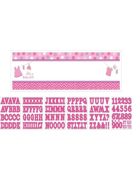 Banner personalizzabile Baby Shower Rosa - Decorazione festa di nascita - Svizzera