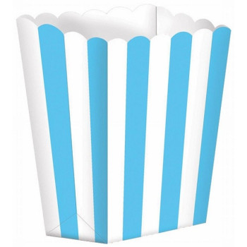 Scatole popcorn a righe Blu Turchese - Decorazione da tavola per feste - Bellefete.ch - Svizzera 2
