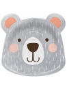 piatti a forma di testa di orso grigio compleanno