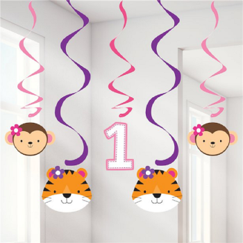 Dekoration zum Aufhängen 1. Geburtstag Mädchen & Tiere - Party Dekoration - Bellefete.ch - Schweiz