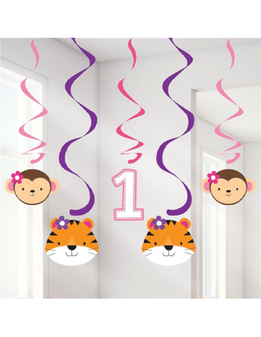 Décorations à suspendre 1er Anniversaire Fille & Animaux - Déco de fête - Bellefete.ch - Suisse