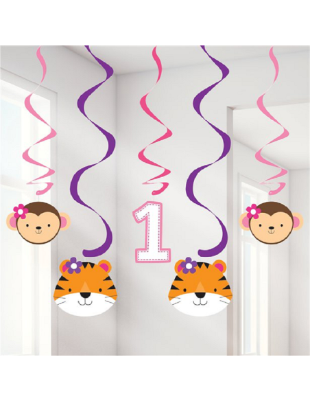 Décorations à suspendre 1er Anniversaire Fille & Animaux - Déco de fête - Bellefete.ch - Suisse