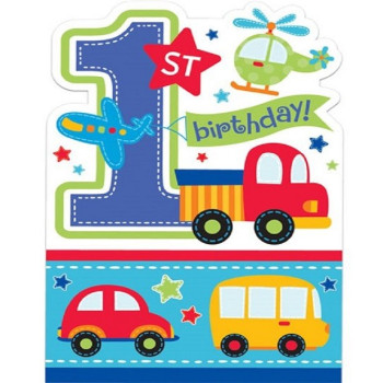 Cartes d'invitation 1er Anniversaire Garçon - Thème Tous à bord - Bellefete.ch