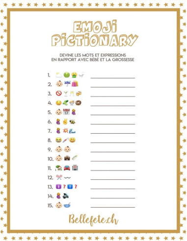 GIOCO PICTIONARY DI BABY SHOWER IN SVIZZERA