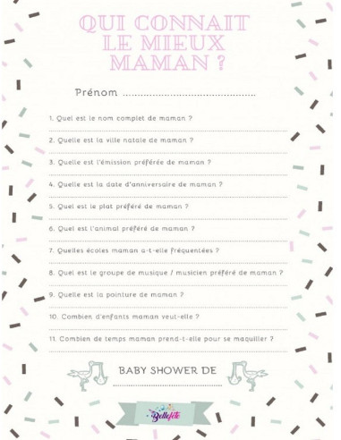 Gioco Baby Shower Chi conosce meglio la mamma?