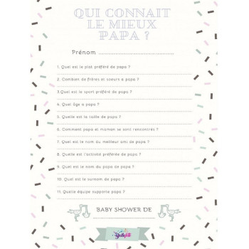 Gioco Baby Shower Chi Conosce Meglio Papà? - Giochi Baby Shower - Bellefete.ch - Svizzera 2