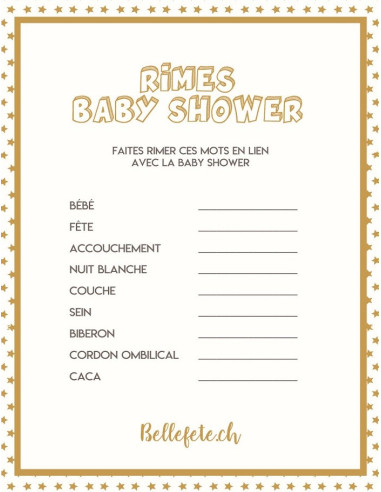 Jeux Baby Shower Rimes