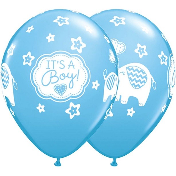 Blaue Elefantenballons für Babyparty und Geburt