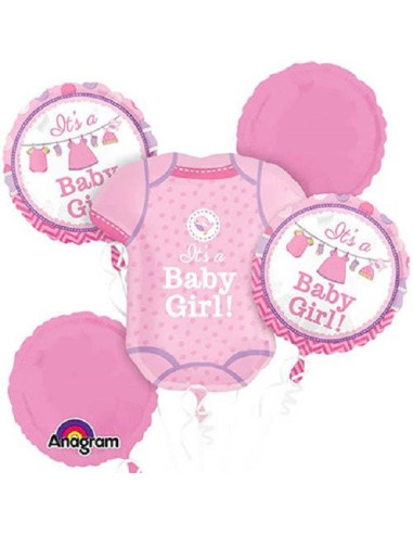 Ballons baby shower rose fête prénatale fille