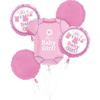 Bouquet di palloncini rosa It's a Girl per baby shower e baby shower