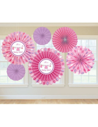 Éventails de fête "Baby Shower Rose" - Déco pour Baby Shower