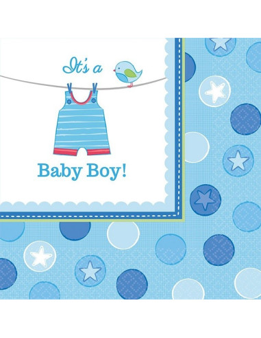 Serviettes de fête "Baby Shower Bleu" - Déco de table Baby Shower