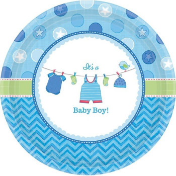 Piatti baby shower blu Piatti baby shower bimbo