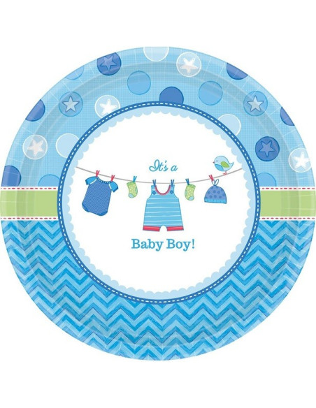 Blaue Babyparty-Teller. Jungen-Babyparty-Teller