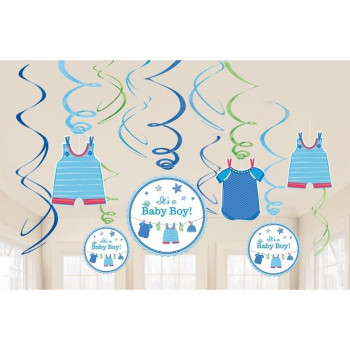 Hängedekorationen "Baby Shower Blau" - Party Dekoration