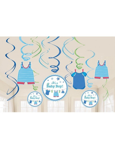 Décorations à suspendre  "Baby Shower Bleu" - Déco de fête