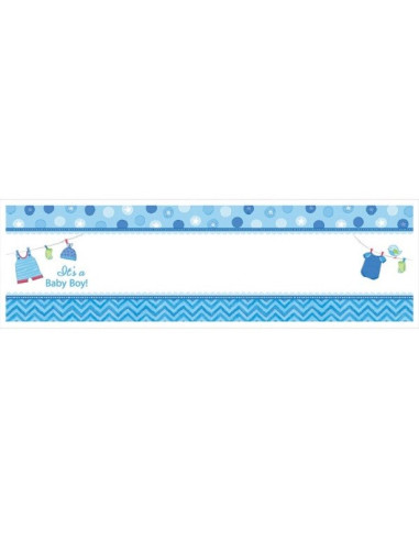 Banner blu personalizzabile per baby shower
