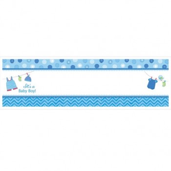 Banner blu personalizzabile per baby shower