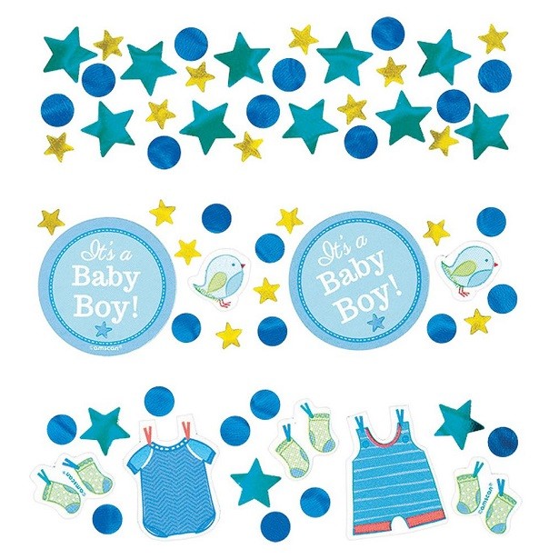 Confettis décoration de table baby shower bleu garçon