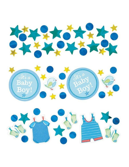 Confettis de fête Baby Shower Bleu - Déco de table Baby Shower - Bellefete.ch
