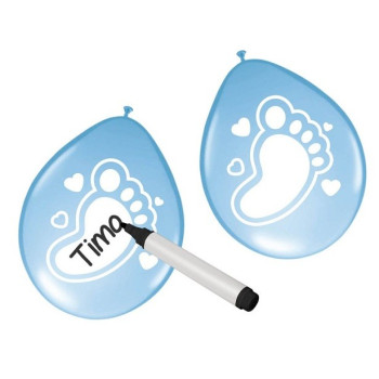 Ballons personnalisables "Petits pieds" Bleu clair - Décorations Baby Shower - Bellefete.ch - Suisse