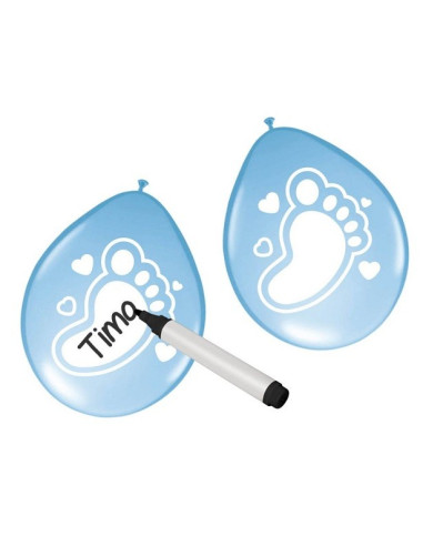Ballons personnalisables "Petits pieds" Bleu clair - Décorations Baby Shower - Bellefete.ch - Suisse