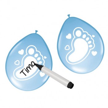 Blaue Luftballons zur Personalisierung der Babyparty-Geburtsparty