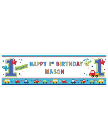 Bannière personnalisable 1er anniversaire garçon