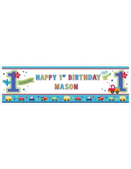 Bannière personnalisable 1er anniversaire garçon