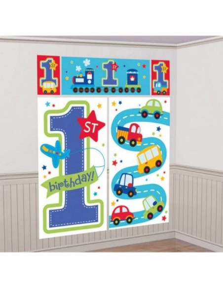 Decorazione murale 1° Compleanno Ragazzo - Tema Tutti a bordo - Bellefete.ch