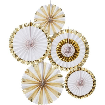 Partyfächer aus Papier Gold und Weiß - Partyartikel - Bellefete.ch