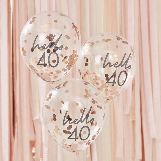 Palloncini per 40° compleanno con coriandoli