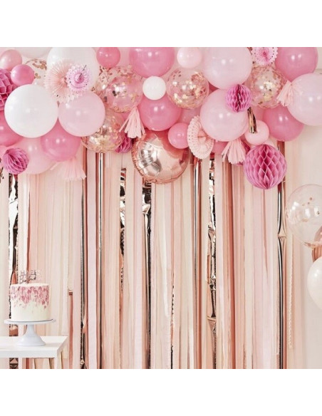 Box mit Luftballons und Partydekorationen in Pink - Geburtstags-, Babyparty- und Hochzeitsdekoration - Bellefete.ch