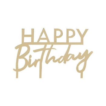 Tortendekoration „Happy Birthday“ in Gold – stilvolle Tortenaufsatz zum Geburtstag - Schweiz Shop BelleFete.ch 2