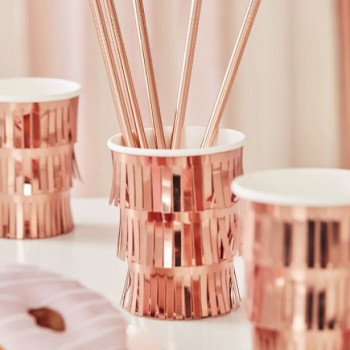 Bicchieri da festa in carta con frange Rose Gold - Articoli da festa - Bellefete.ch