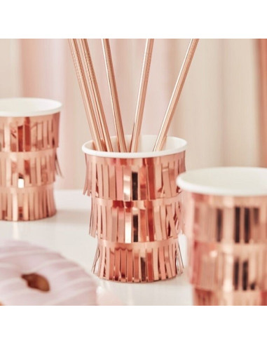 Gobelets de fête en papier à franges Rose Gold - Articles de fête - Bellefete.ch