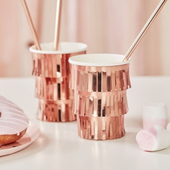 Bicchieri da festa in carta con frange Rose Gold - Articoli da festa - Bellefete.ch 2