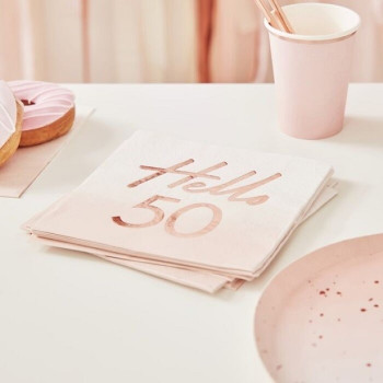 Tovaglioli di compleanno "Hello 50 anni" in oro rosa - Articoli per feste - Bellefete.ch