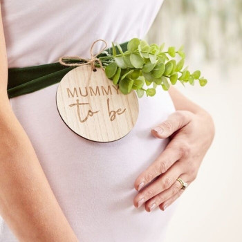 Ceinture en bois et velours "Mummy to be" - Baby Shower - Articles de fête - Suisse