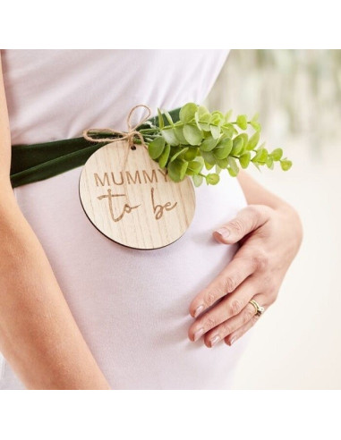 Ceinture en bois et velours "Mummy to be" - Baby Shower - Articles de fête - Suisse